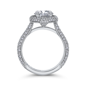 14K White Gold Round Diamond Engagement Ring (Semi Mount)