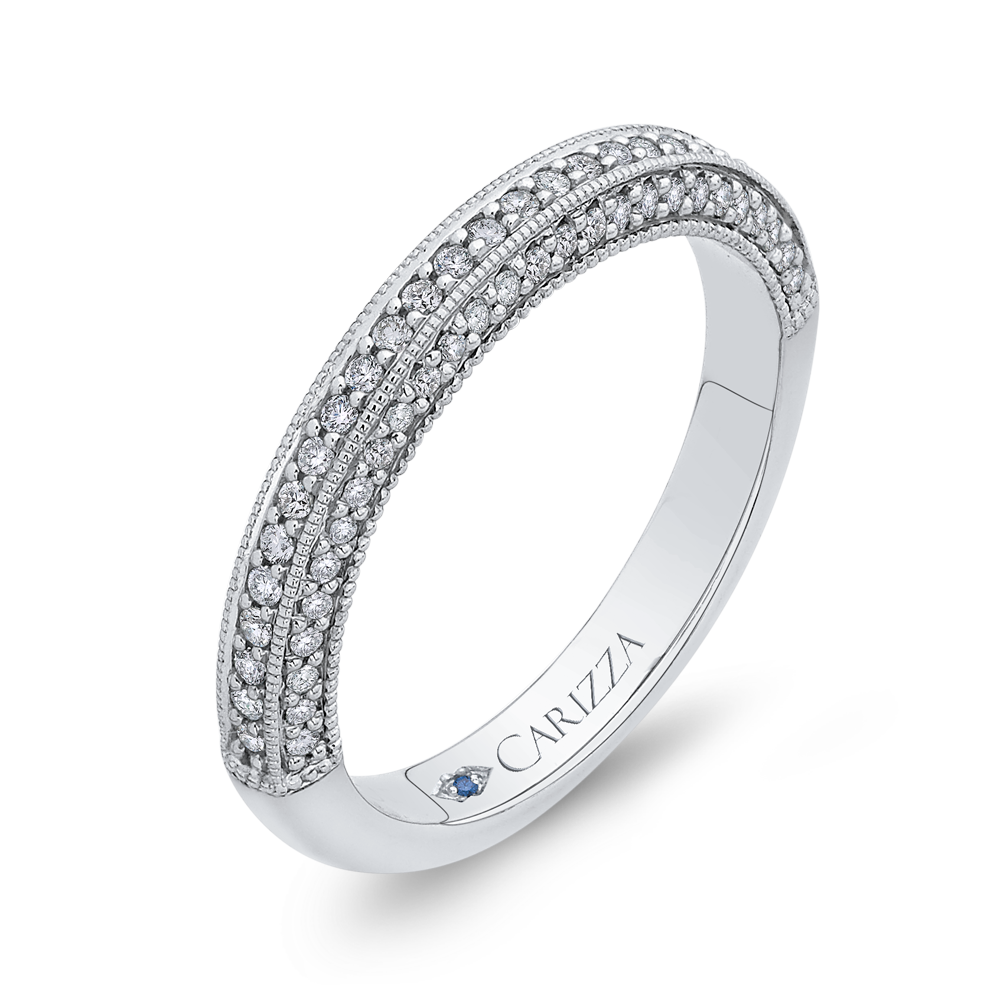 14K White Gold Round Diamond Half Eternity Wedding Band