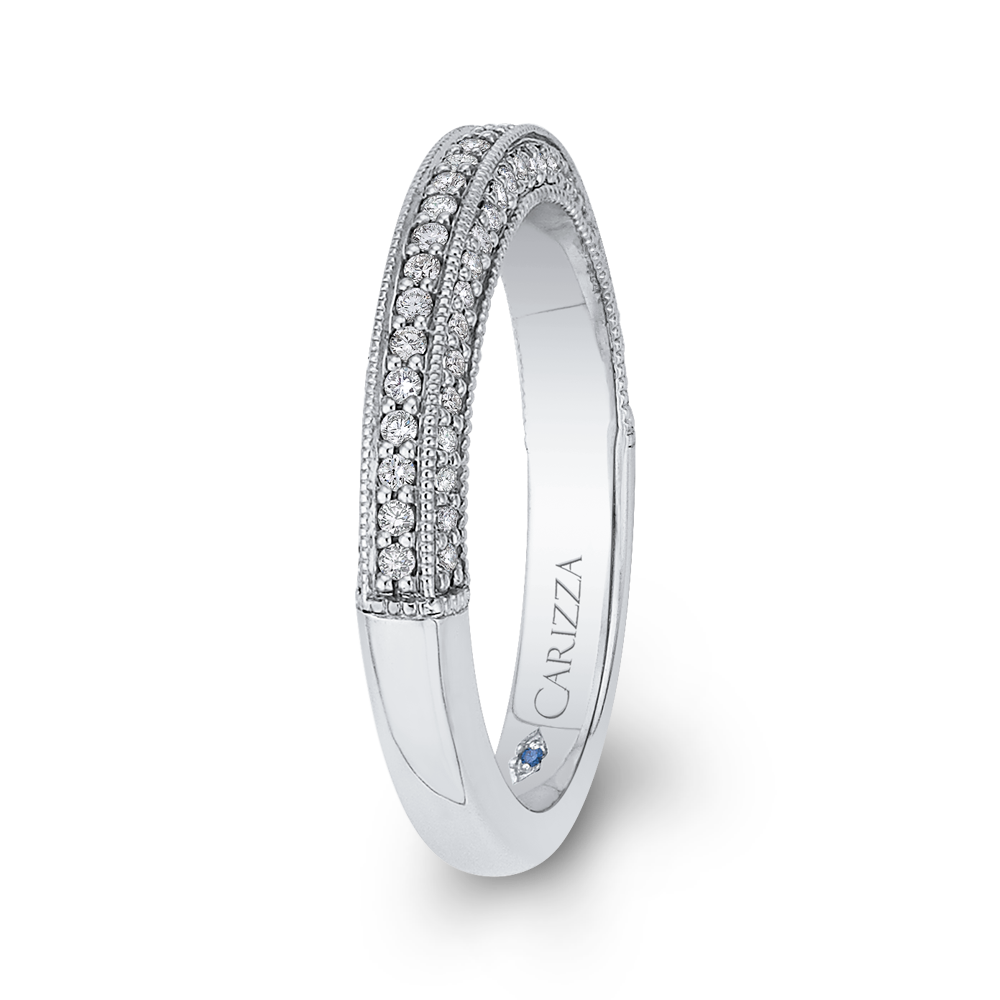 14K White Gold Round Diamond Half Eternity Wedding Band