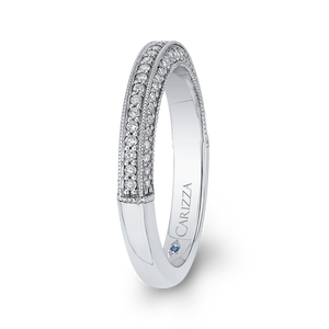 14K White Gold Round Diamond Half Eternity Wedding Band