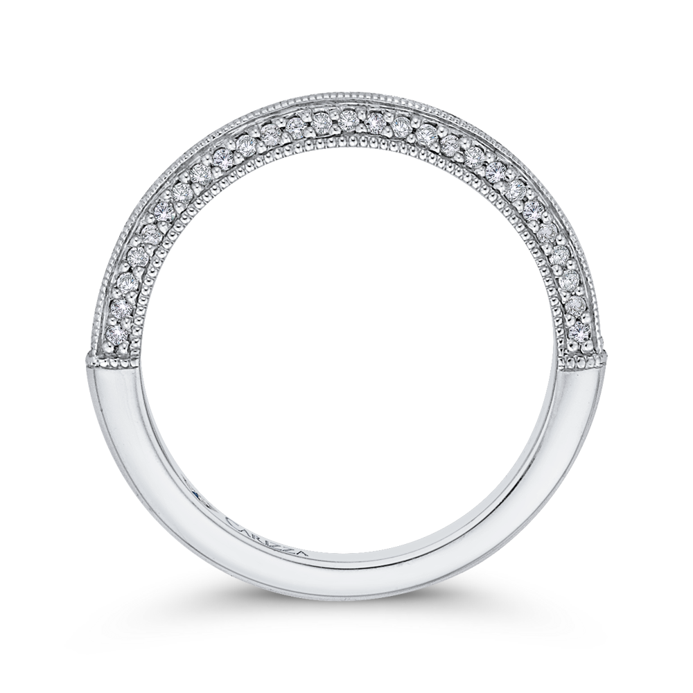 14K White Gold Round Diamond Half Eternity Wedding Band