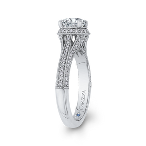 14K White Gold Round Diamond Engagement Ring with Split Shank (Semi Mount)