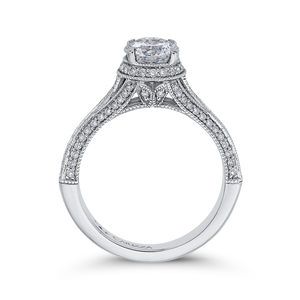 14K White Gold Round Diamond Engagement Ring with Split Shank (Semi Mount)