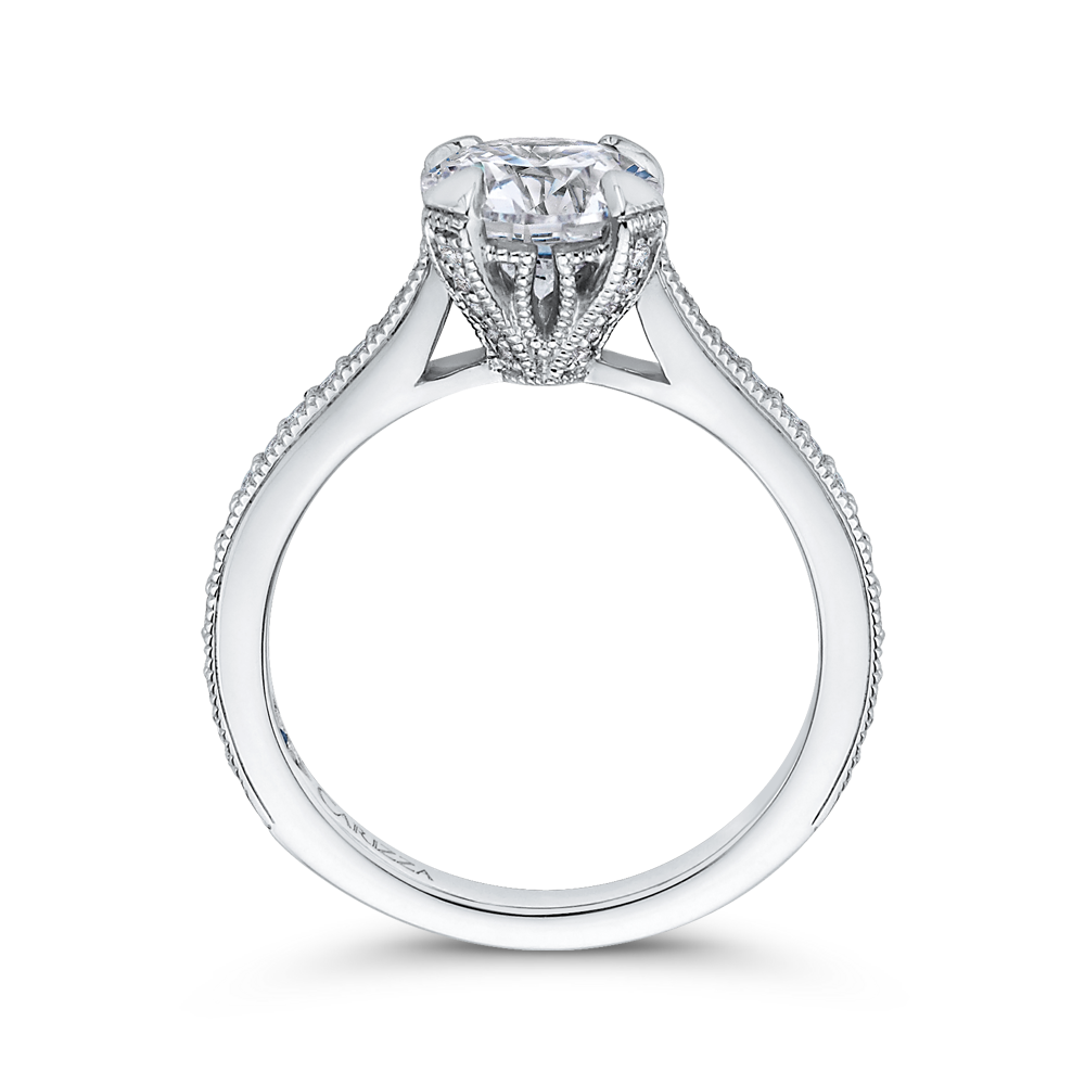 14K White Gold Round Diamond Classic Engagement Ring (Semi Mount)