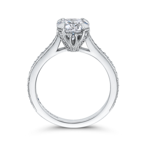 14K White Gold Round Diamond Classic Engagement Ring (Semi Mount)