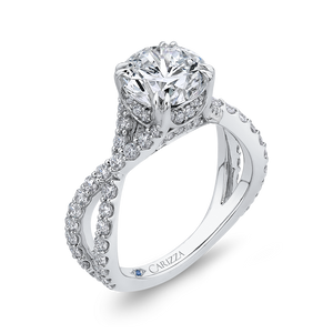 14K White Gold Round Diamond Engagement Ring with Split Shank (Semi Mount)