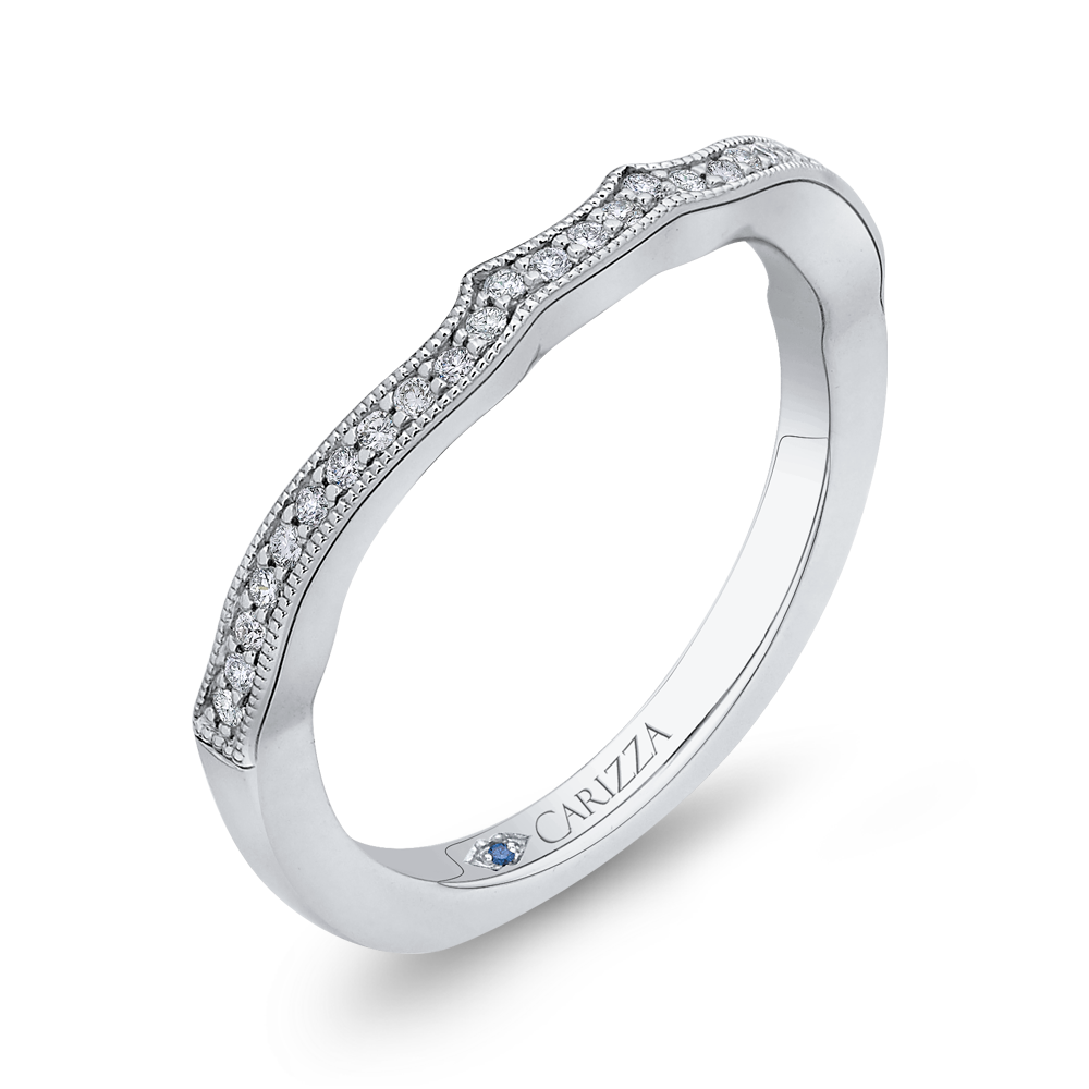 14K White Gold Round Diamond Half Eternity Wedding Band