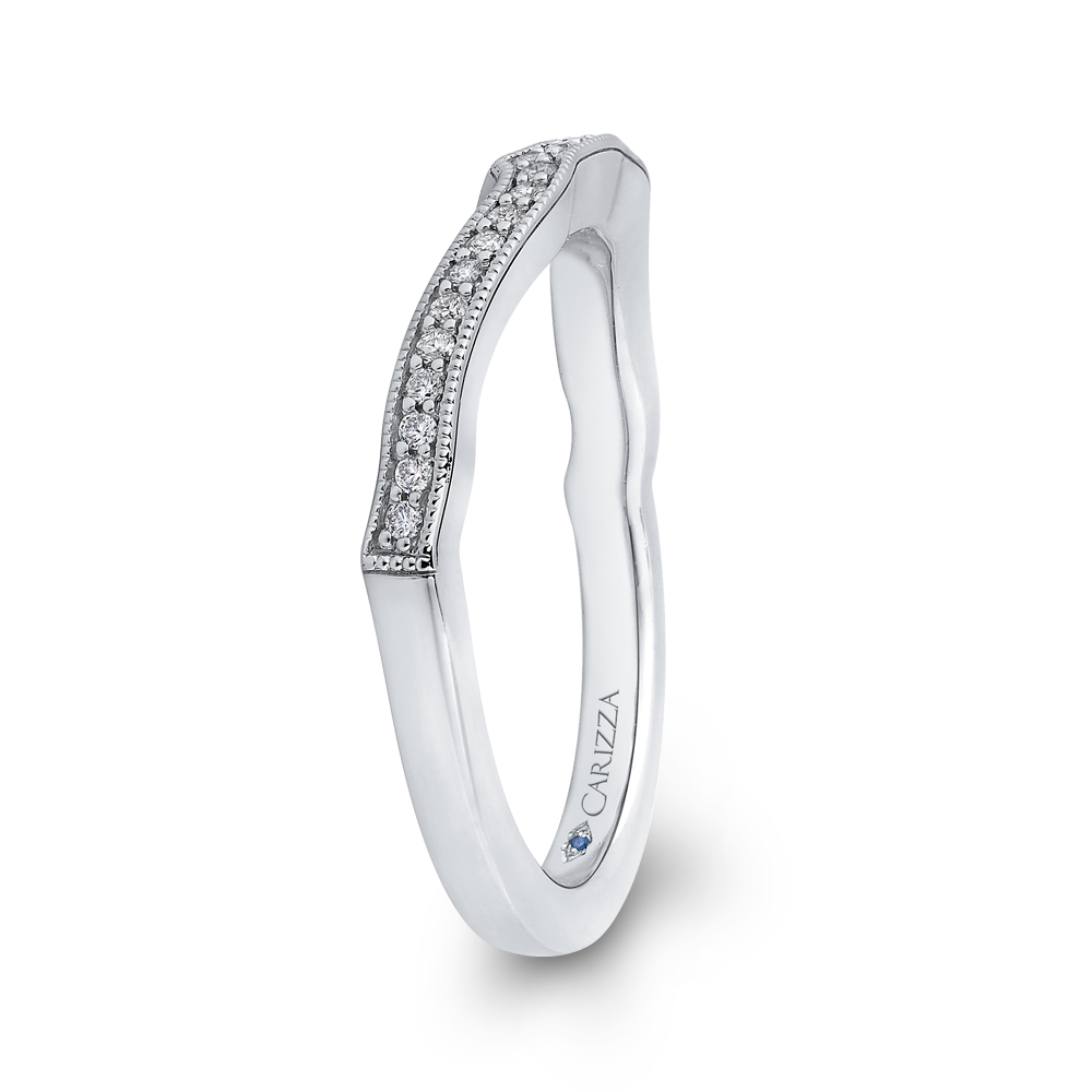 14K White Gold Round Diamond Half Eternity Wedding Band