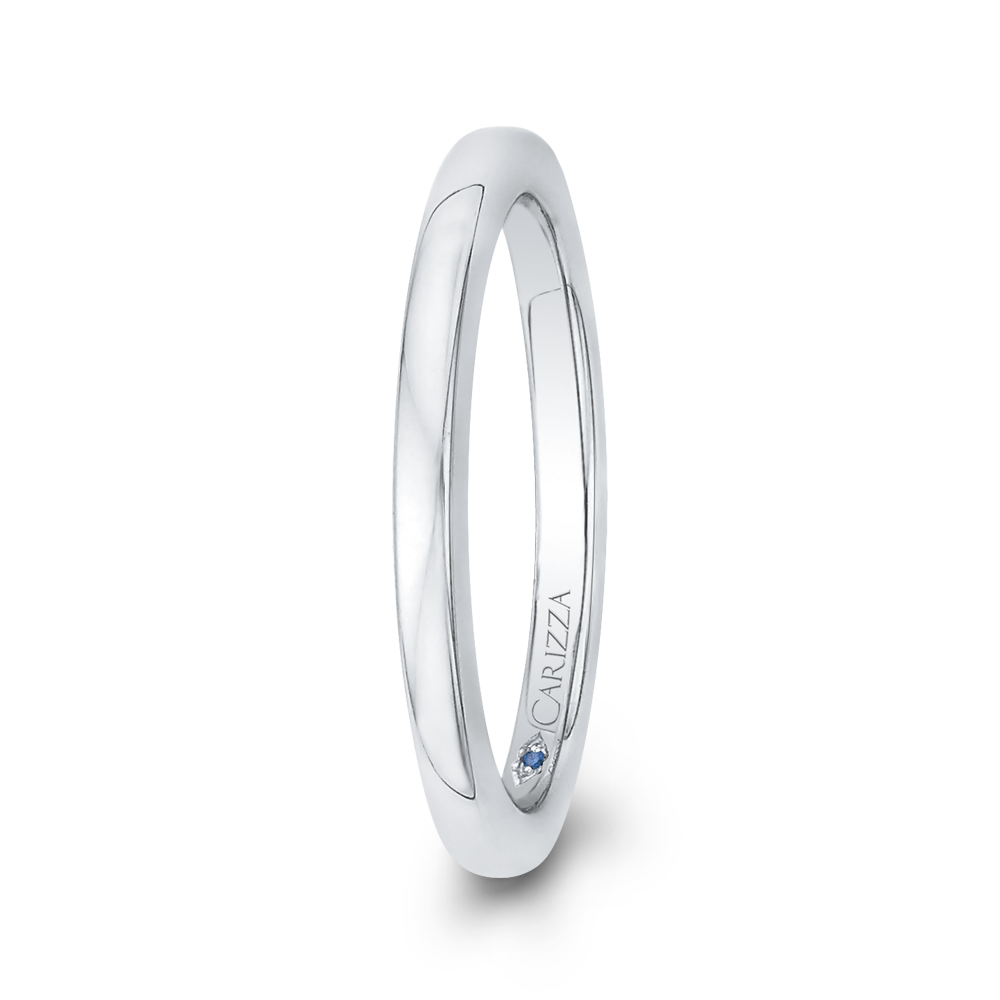 14K White Gold Plain Wedding Band