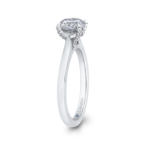 14K White Gold Round Diamond Classic Engagement Ring (Semi Mount)