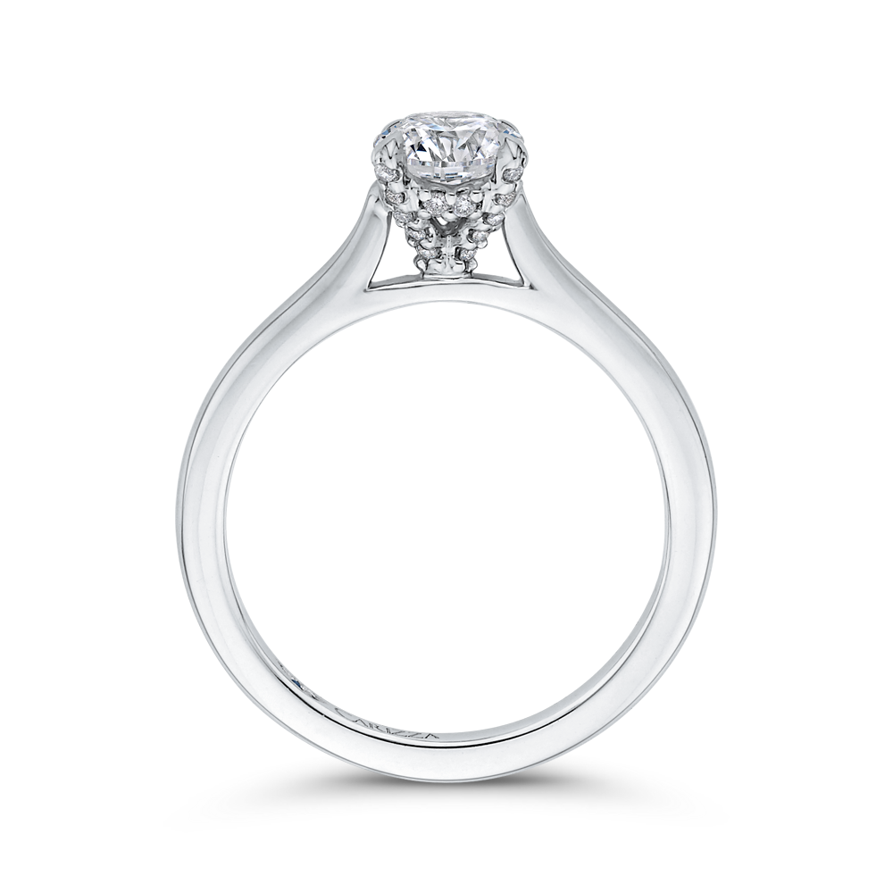 14K White Gold Round Diamond Classic Engagement Ring (Semi Mount)