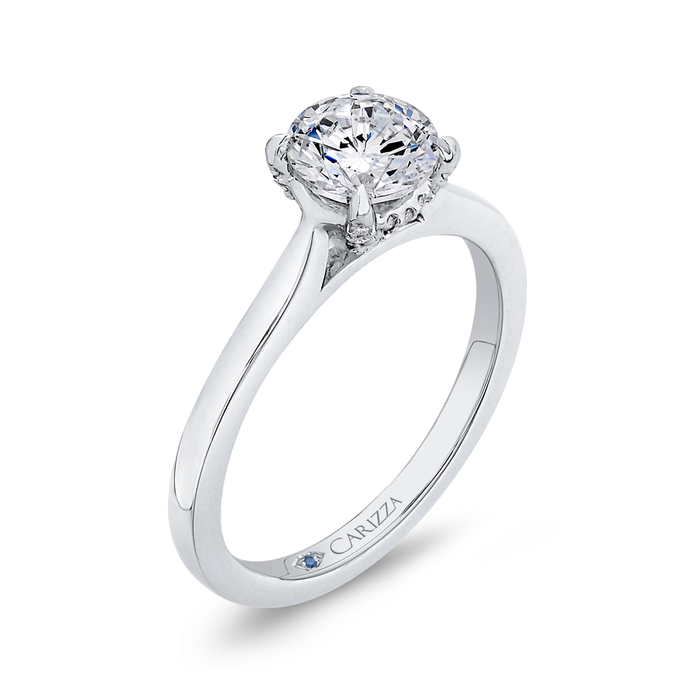 14K White Gold Round Diamond Classic Engagement Ring (Semi Mount)