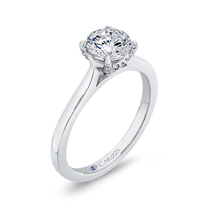 14K White Gold Round Diamond Classic Engagement Ring (Semi Mount)