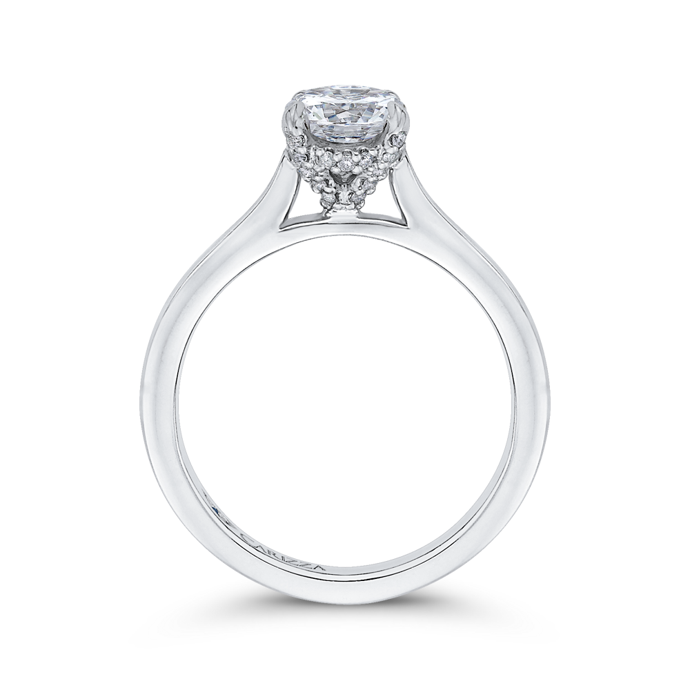 14K White Gold Round Diamond Classic Engagement Ring (Semi Mount)