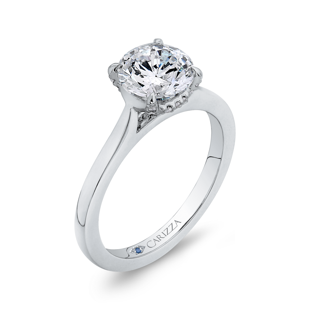 14K White Gold Round Diamond Classic Engagement Ring (Semi Mount)