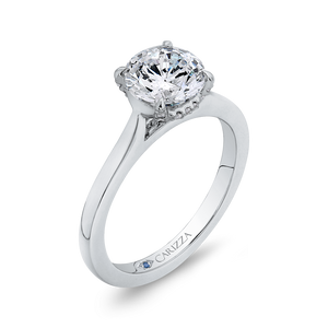 14K White Gold Round Diamond Classic Engagement Ring (Semi Mount)