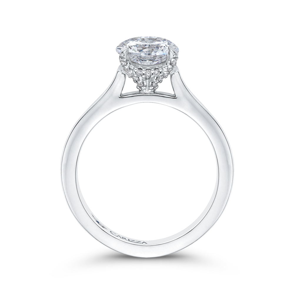 14K White Gold Round Diamond Classic Engagement Ring (Semi Mount)