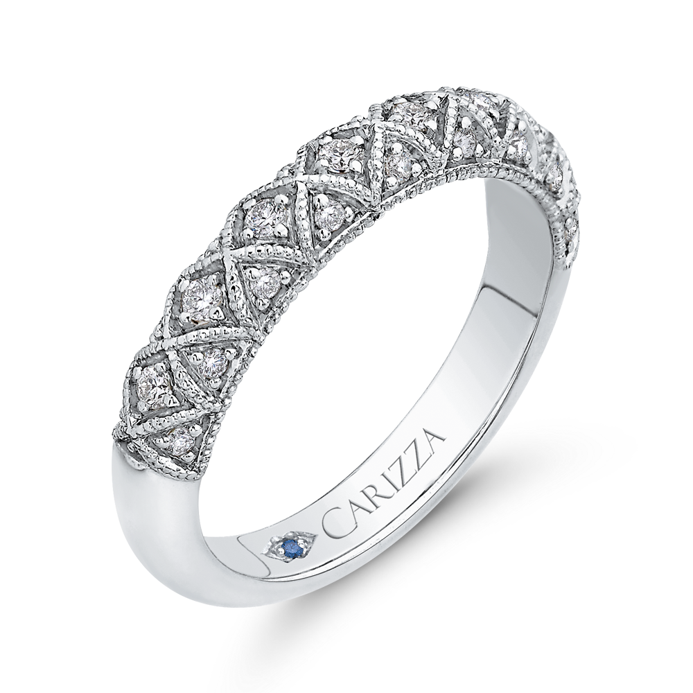 Round Diamond Half Eternity Wedding Band In 14K White Gold