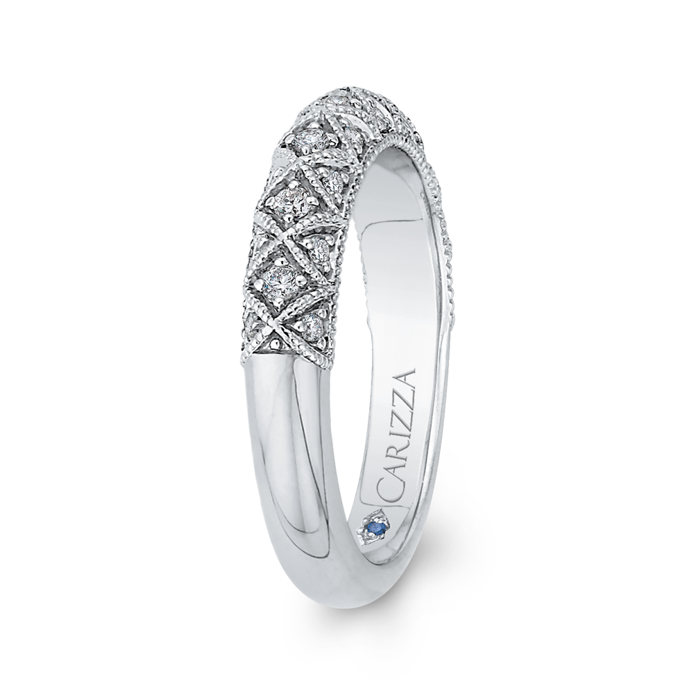 Round Diamond Half Eternity Wedding Band In 14K White Gold