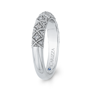 Round Diamond Half Eternity Wedding Band In 14K White Gold