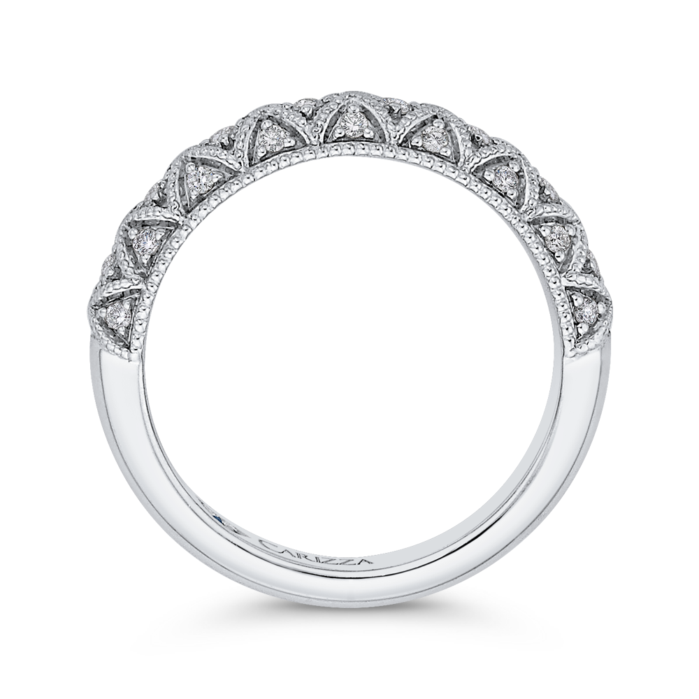 Round Diamond Half Eternity Wedding Band In 14K White Gold