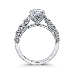 14K White Gold Round Diamond Cathedral Style Engagement Ring (Semi Mount)