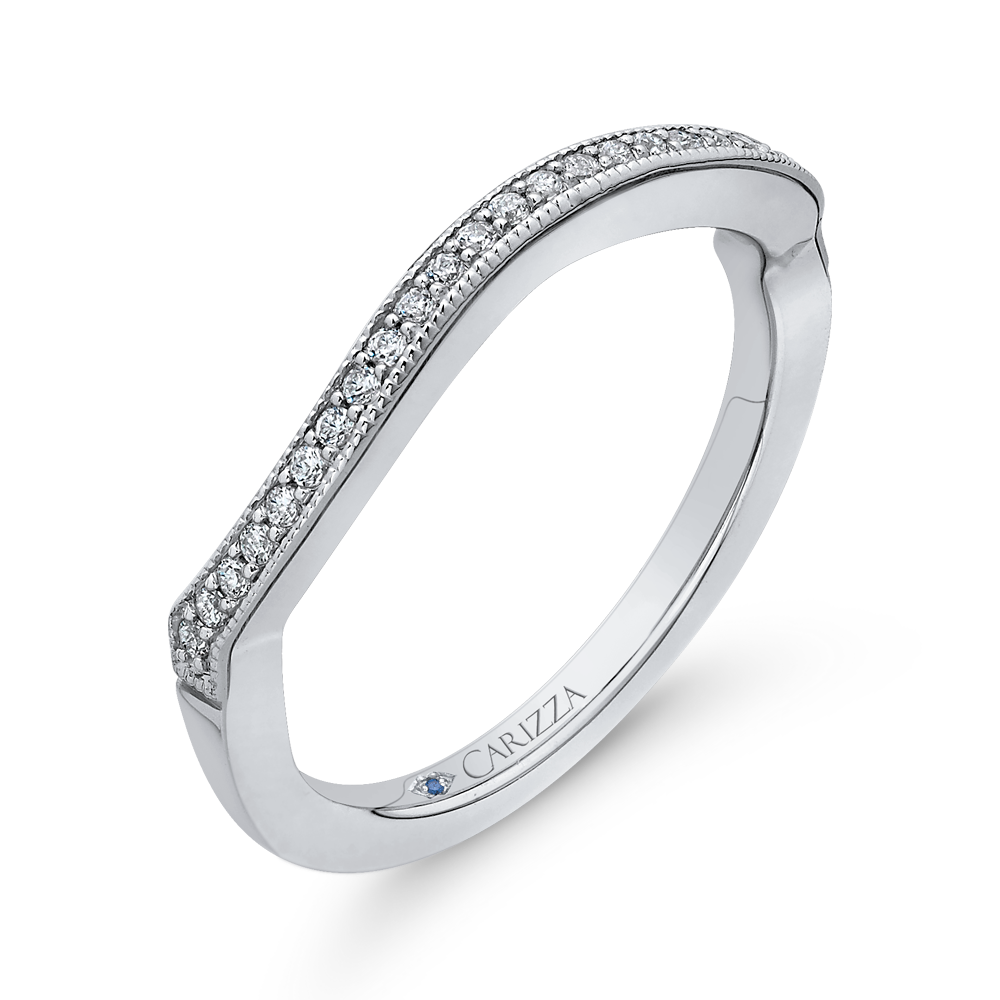 14K White Gold Round Diamond Half Eternity Wedding Band