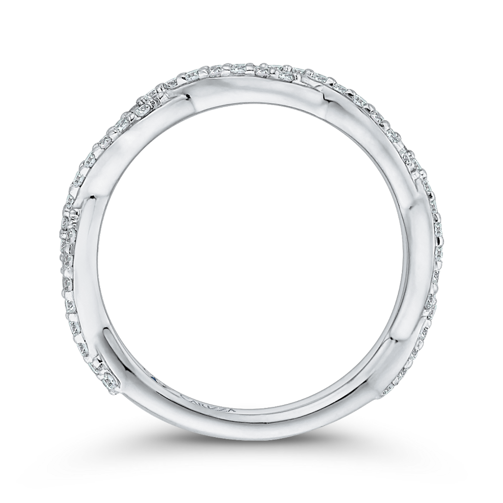 14K White Gold Round Diamond Crossover Wedding Band