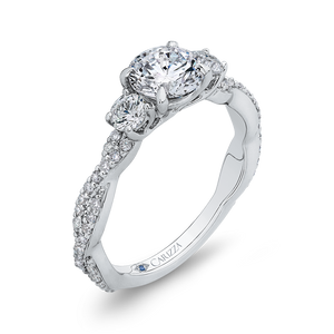 14K White Gold Round Diamond Engagement Ring with Split Shank (Semi Mount)