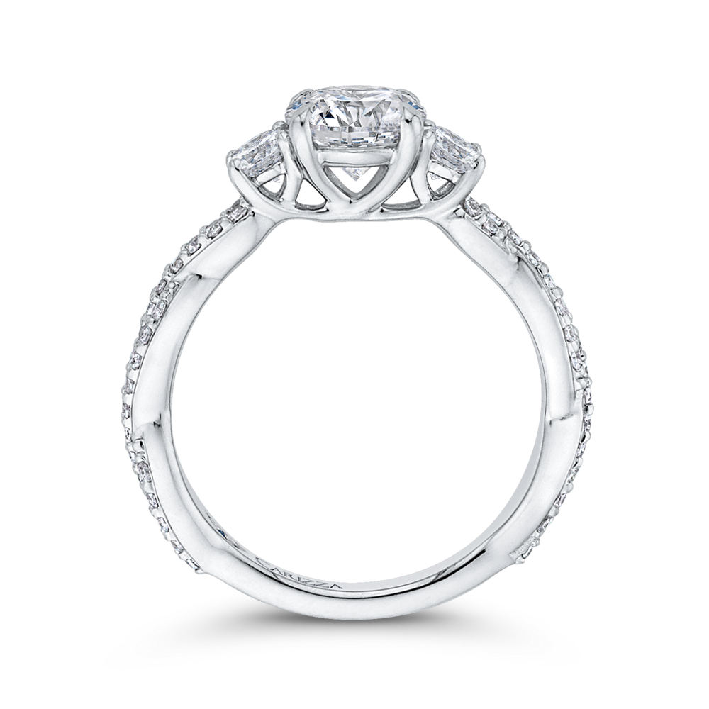 14K White Gold Round Diamond Engagement Ring with Split Shank (Semi Mount)