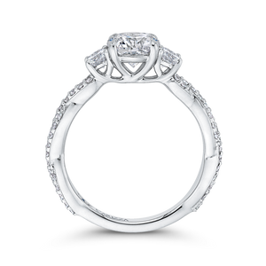 14K White Gold Round Diamond Engagement Ring with Split Shank (Semi Mount)