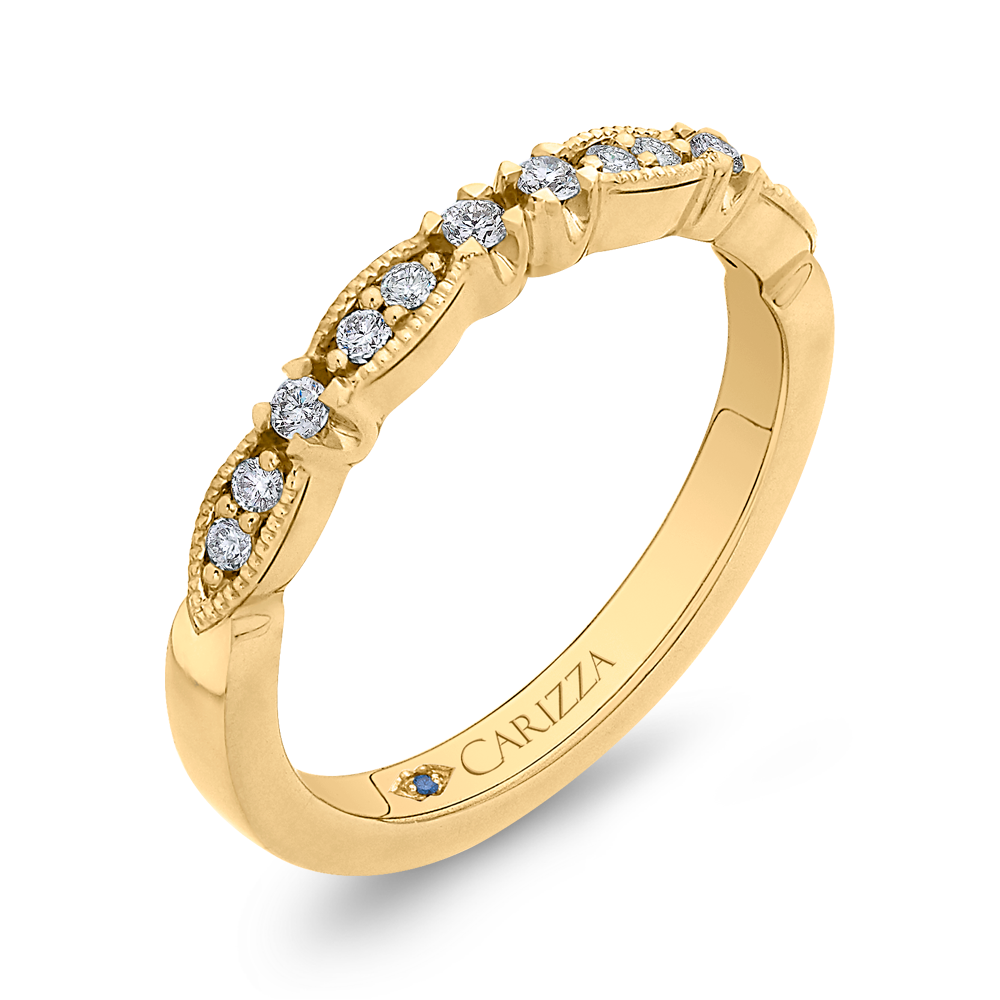 14K Yellow Gold Round Diamond Wedding Band