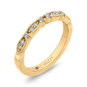 14K Yellow Gold Round Diamond Wedding Band