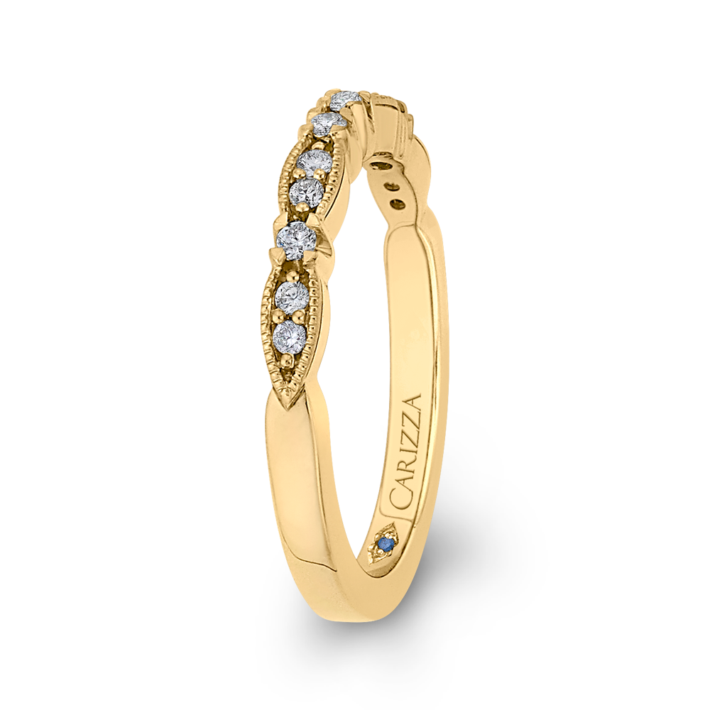 14K Yellow Gold Round Diamond Wedding Band