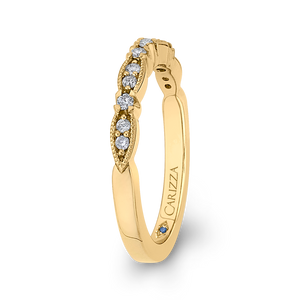 14K Yellow Gold Round Diamond Wedding Band