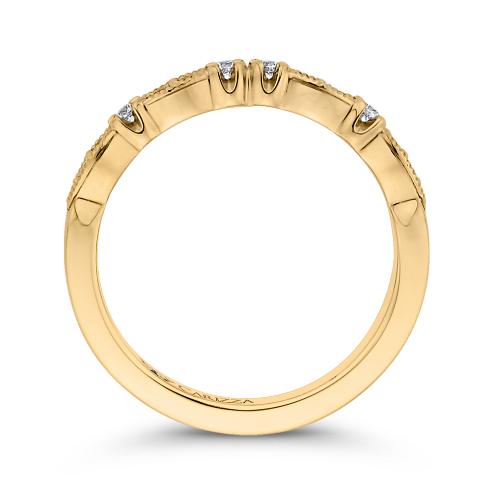 14K Yellow Gold Round Diamond Wedding Band