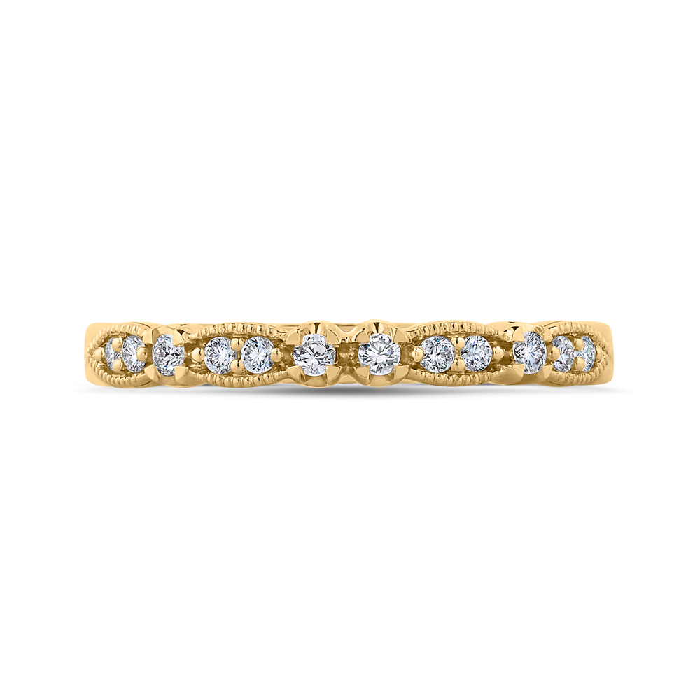 CA0247BH-37-1.00 Bridal Jewelry Carizza Yellow Gold Round Diamond Wedding Bands