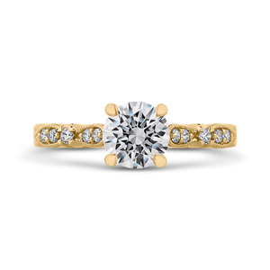 CA0247EH-37-1.00 Bridal Jewelry Carizza Yellow Gold Vintage Round Diamond Engagement Rings