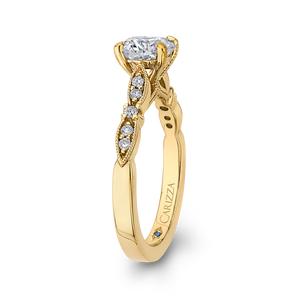 14K Yellow Gold Round Diamond Vintage Engagement Ring (Semi Mount)