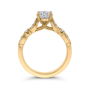 14K Yellow Gold Round Diamond Vintage Engagement Ring (Semi Mount)