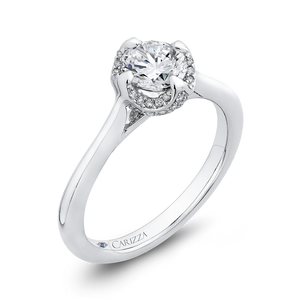 14K White Gold Round Diamond Classic Engagement Ring (Semi Mount)