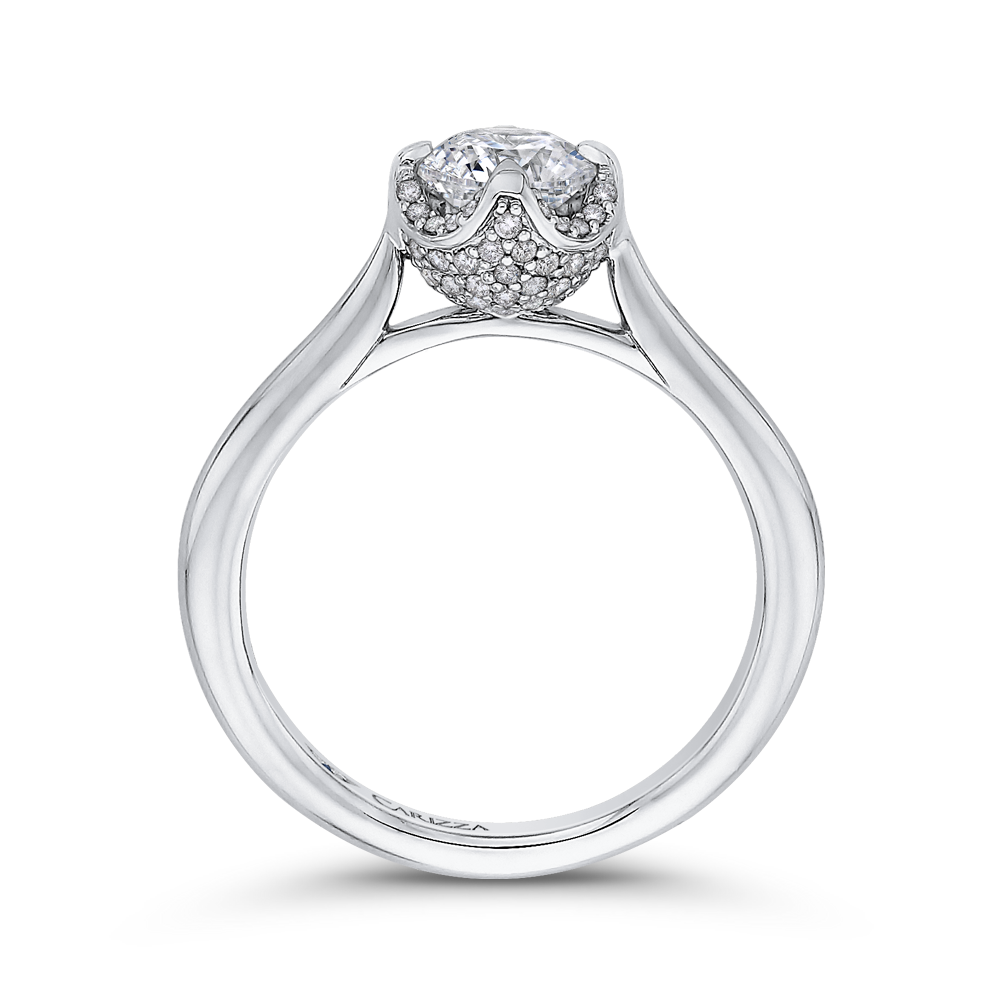 14K White Gold Round Diamond Classic Engagement Ring (Semi Mount)