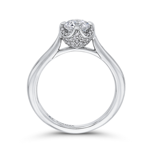 14K White Gold Round Diamond Classic Engagement Ring (Semi Mount)