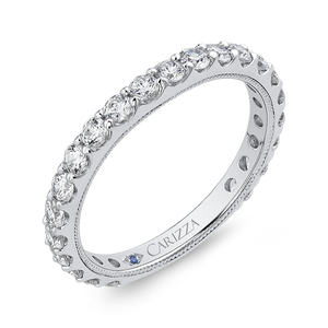 14K White Gold Round Diamond Wedding Band