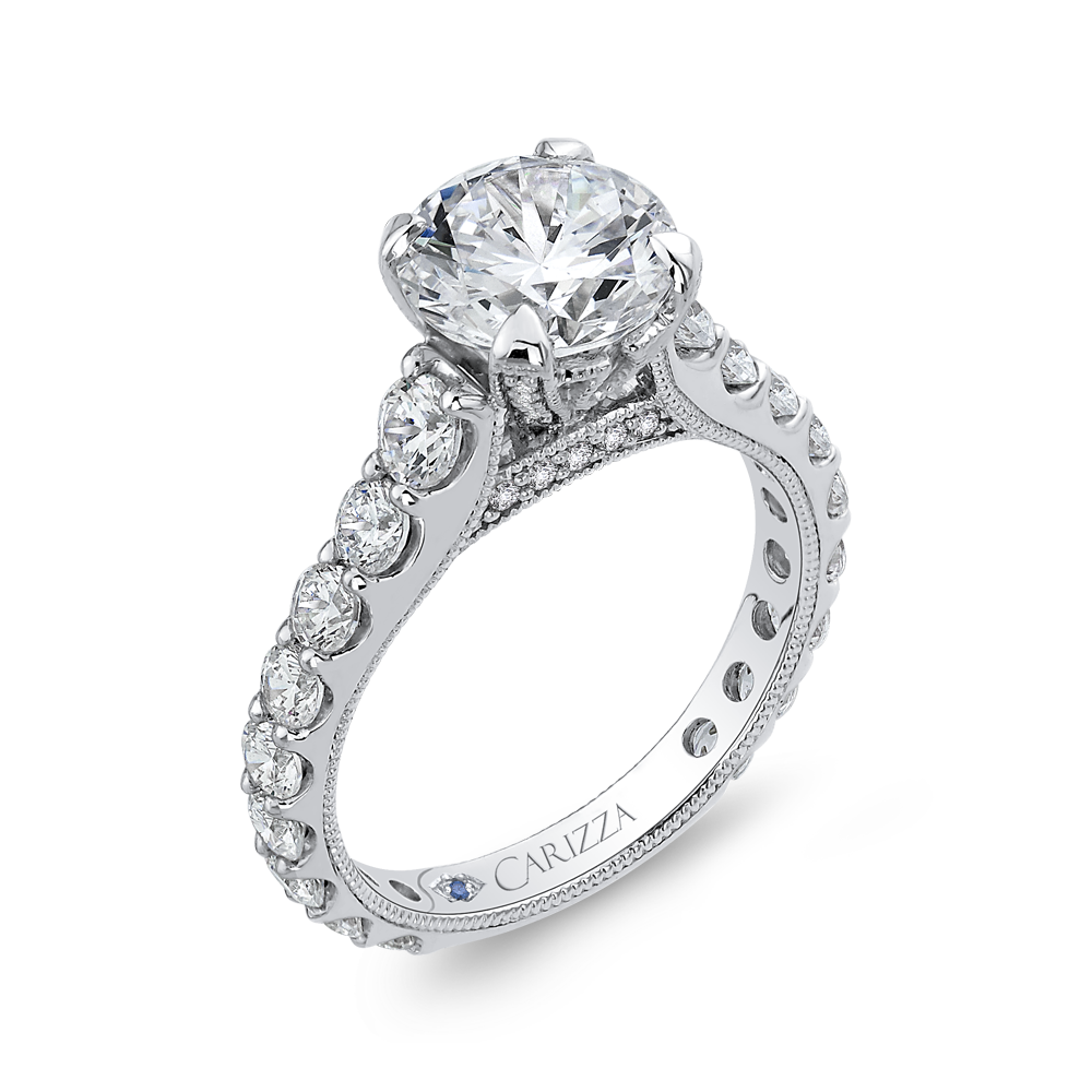 Round Diamond Engagement Ring In 14K White Gold (Semi Mount)