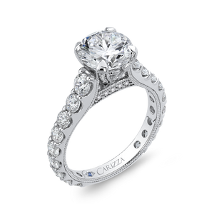 Round Diamond Engagement Ring In 14K White Gold (Semi Mount)