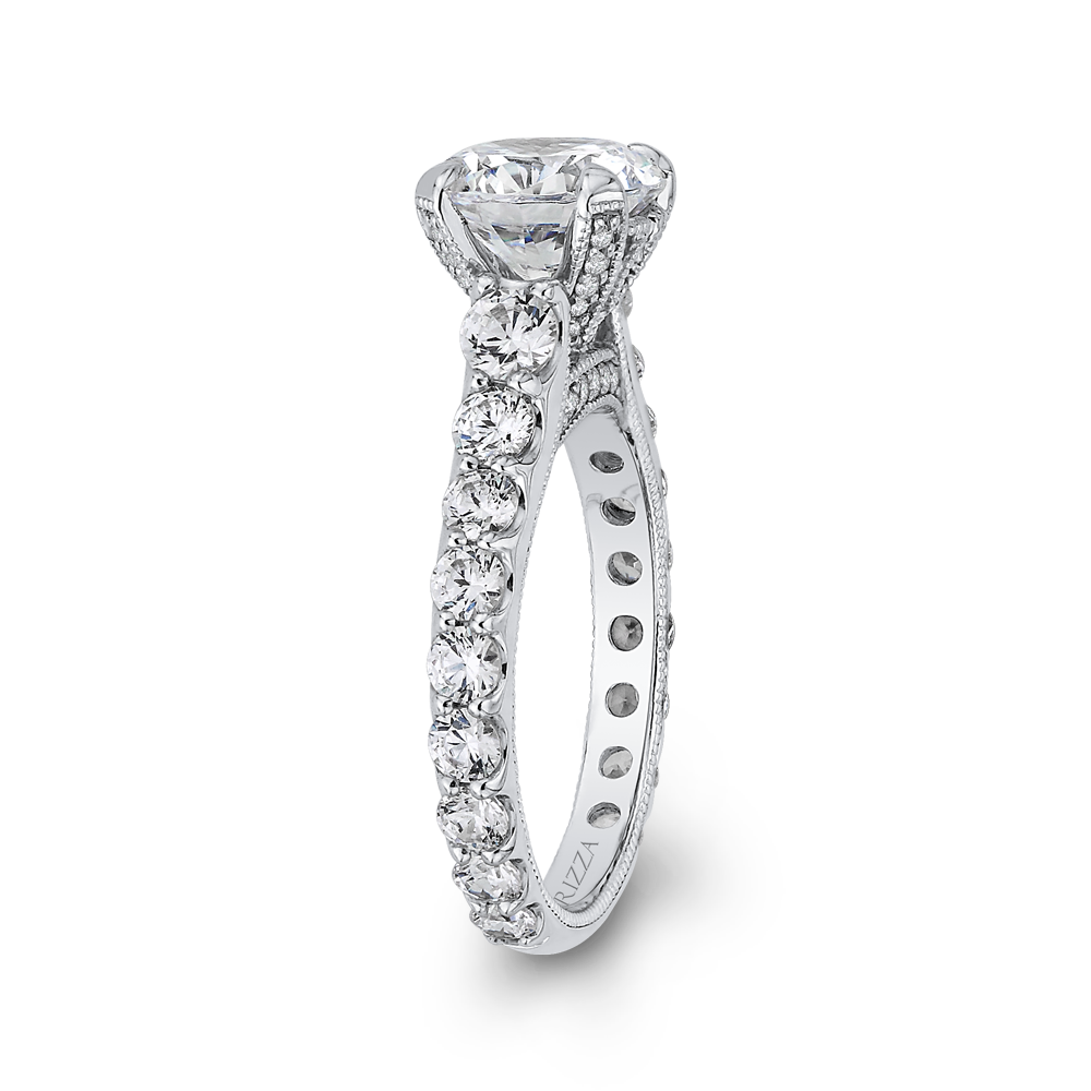 Round Diamond Engagement Ring In 14K White Gold (Semi Mount)