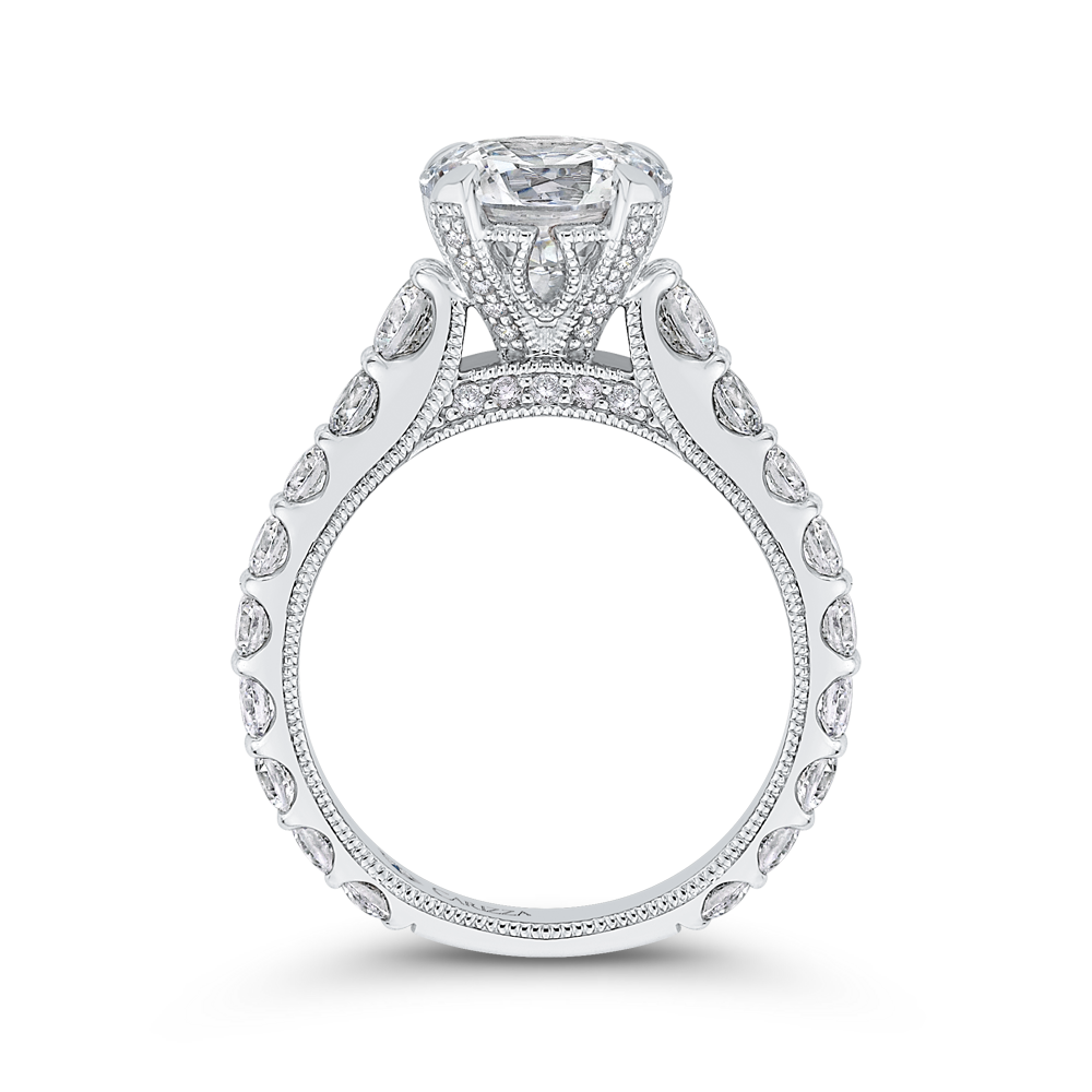 Round Diamond Engagement Ring In 14K White Gold (Semi Mount)