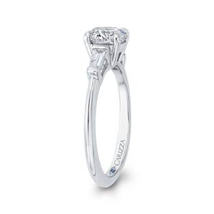 14K White Gold Round Diamond Classic Engagement Ring (Semi Mount)