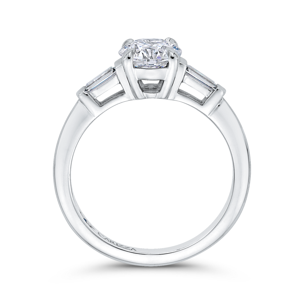 14K White Gold Round Diamond Classic Engagement Ring (Semi Mount)